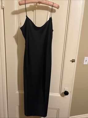 J. Crew Black Slip Midi Dress